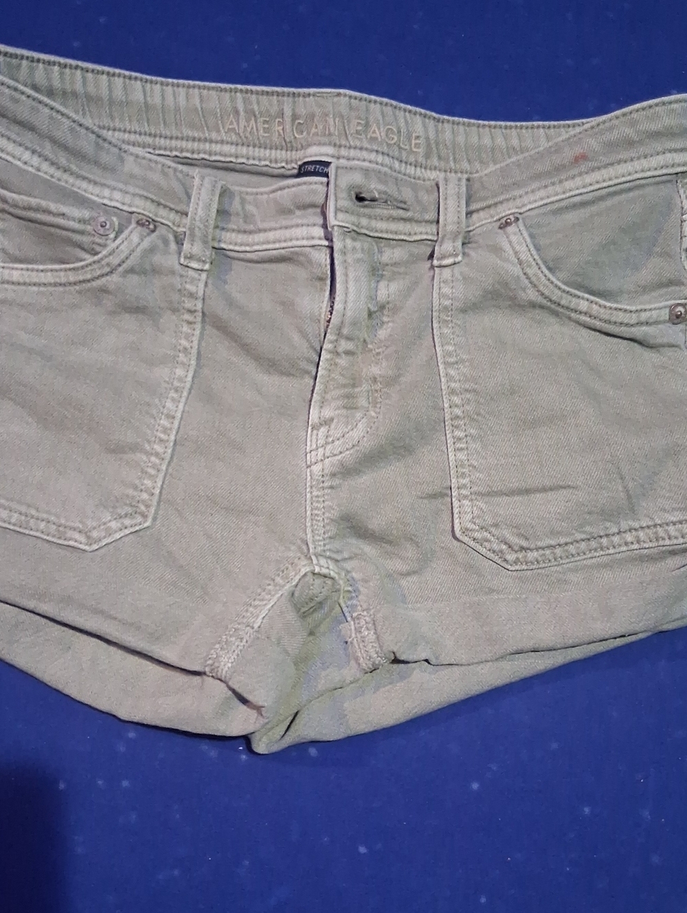 American Eagle Outfitters Sage Green Denim Shortie Shorts